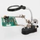 Helping Hand Clip Desktop LED Light Magnifier Glass with Soldering Stand 3.5X 12X