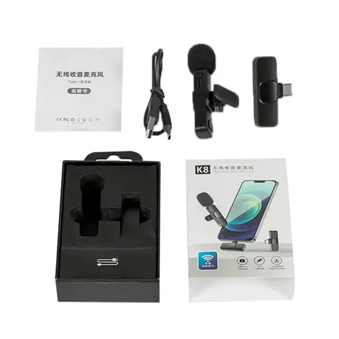 K8 Wireless Microphone Android & Type C Collar Wireless Mic